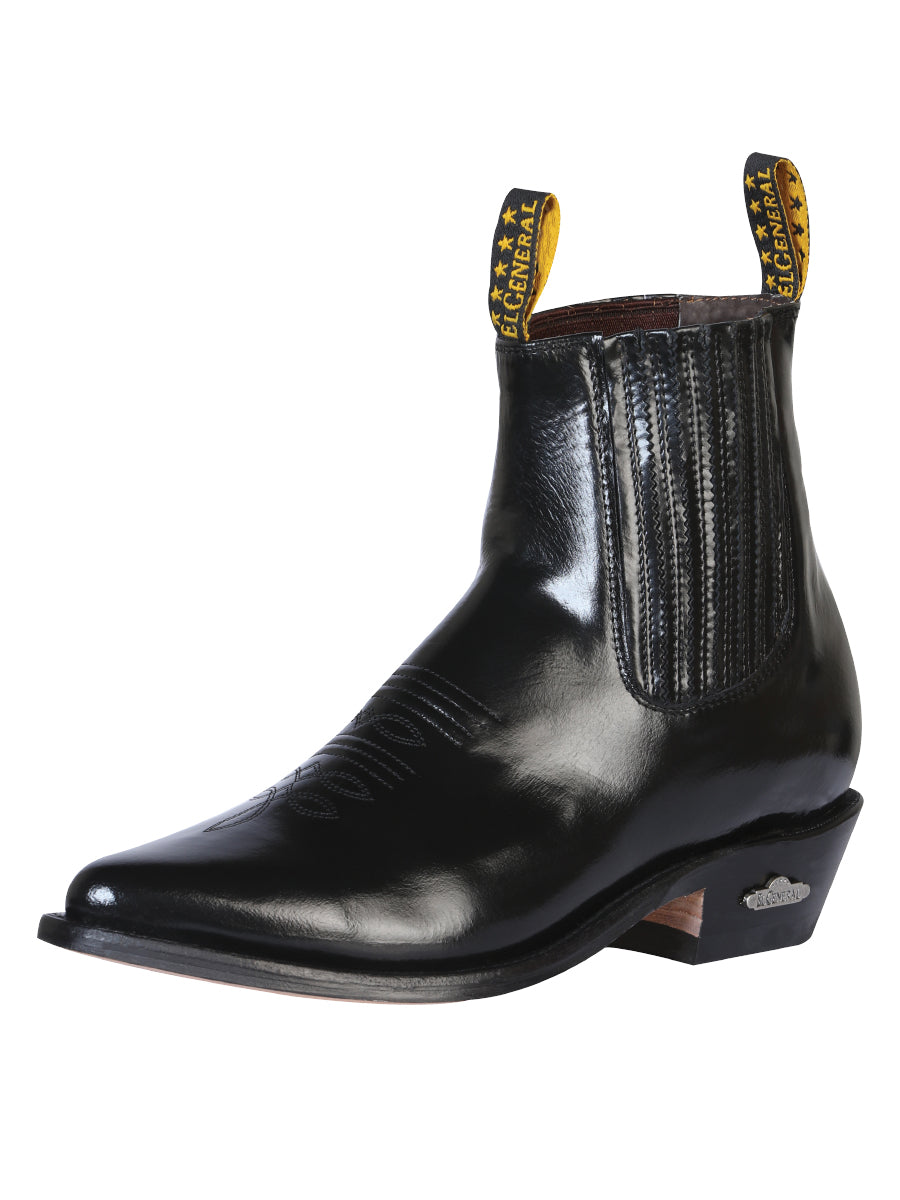 Ankle Cowboy Boot by El General - Black Chameleon 181