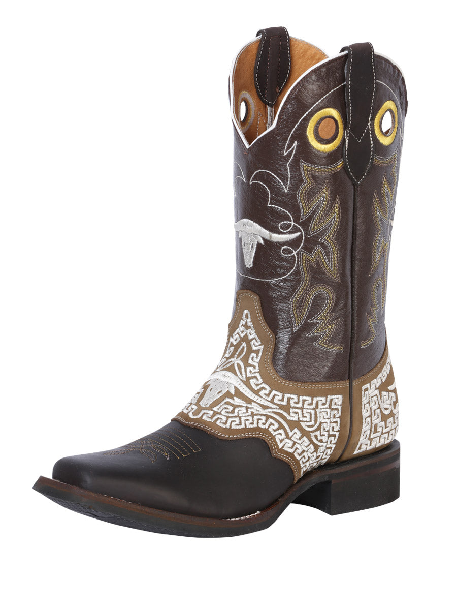 El General Rodeo Boot - Crazy Dark Brown with Embroidery 33309