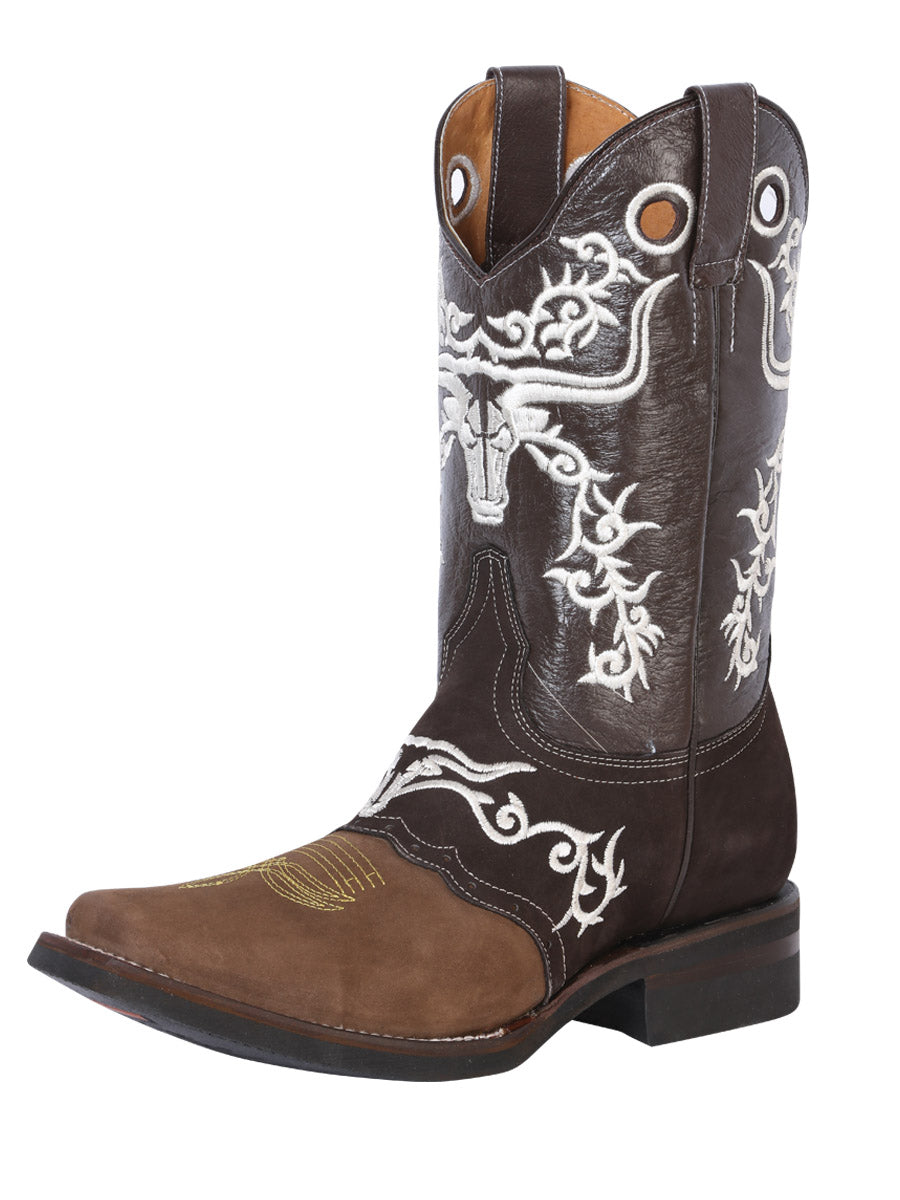 El General Rodeo Boot - Crazy  Brown/Dark Brown with Embroidery 34311