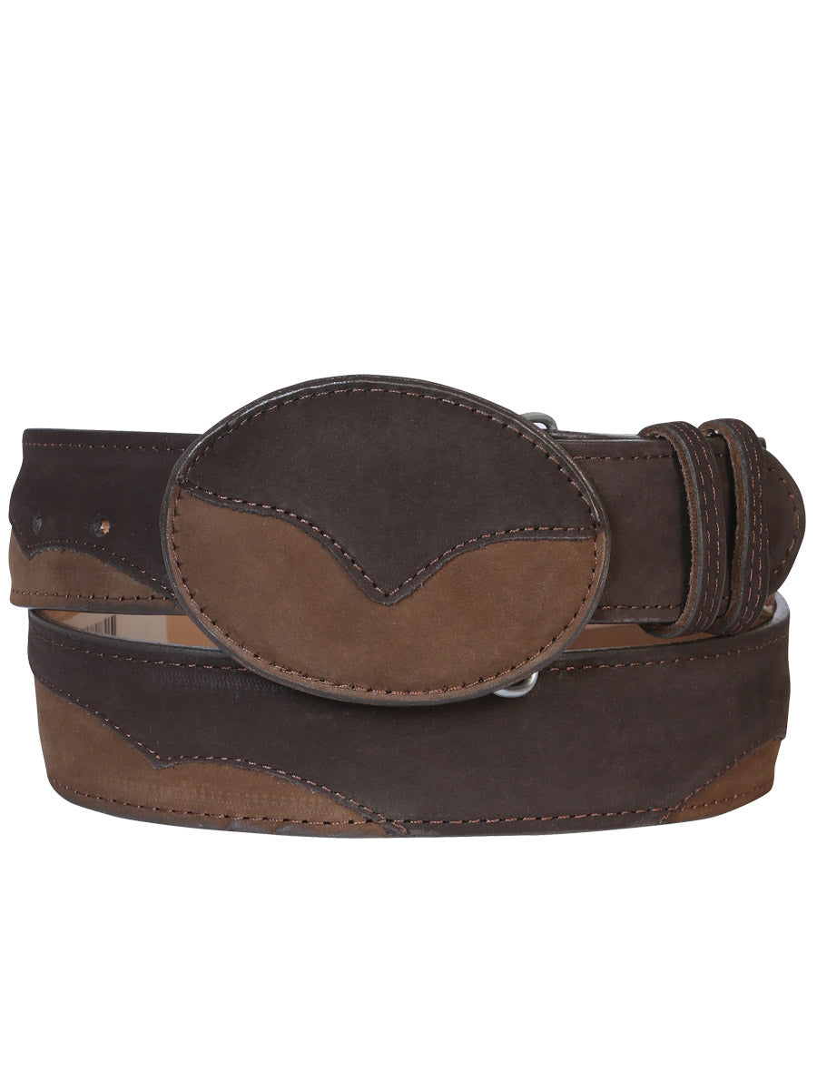 Cowboy Belt - El General  - Leather Nobuck Choco 41108