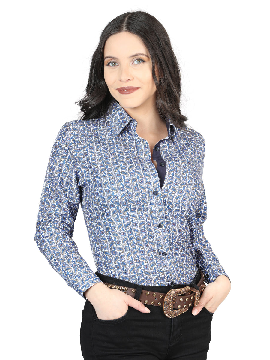 Blue Print Long Sleeve Shirt 43014