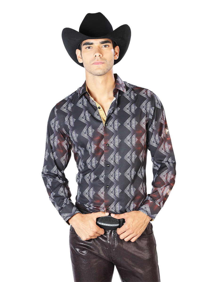 Casual Shirt L/ Sleeve El Señor de los Cielos WH-072 97% Polyester 3% Spandex Black/Gray