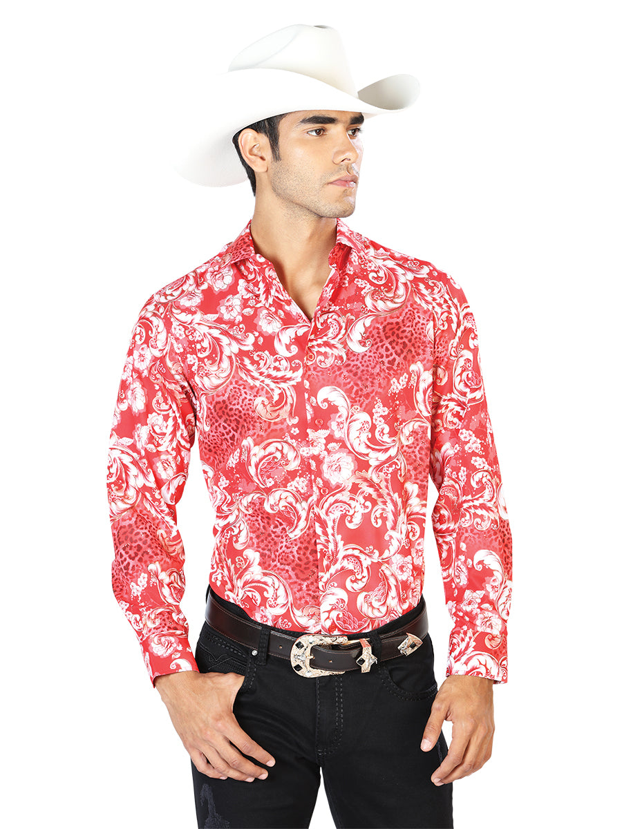 Casual Shirt L/ Sleeve El Señor de los Cielos WH-148 97% Polyester 3% Spandex Red