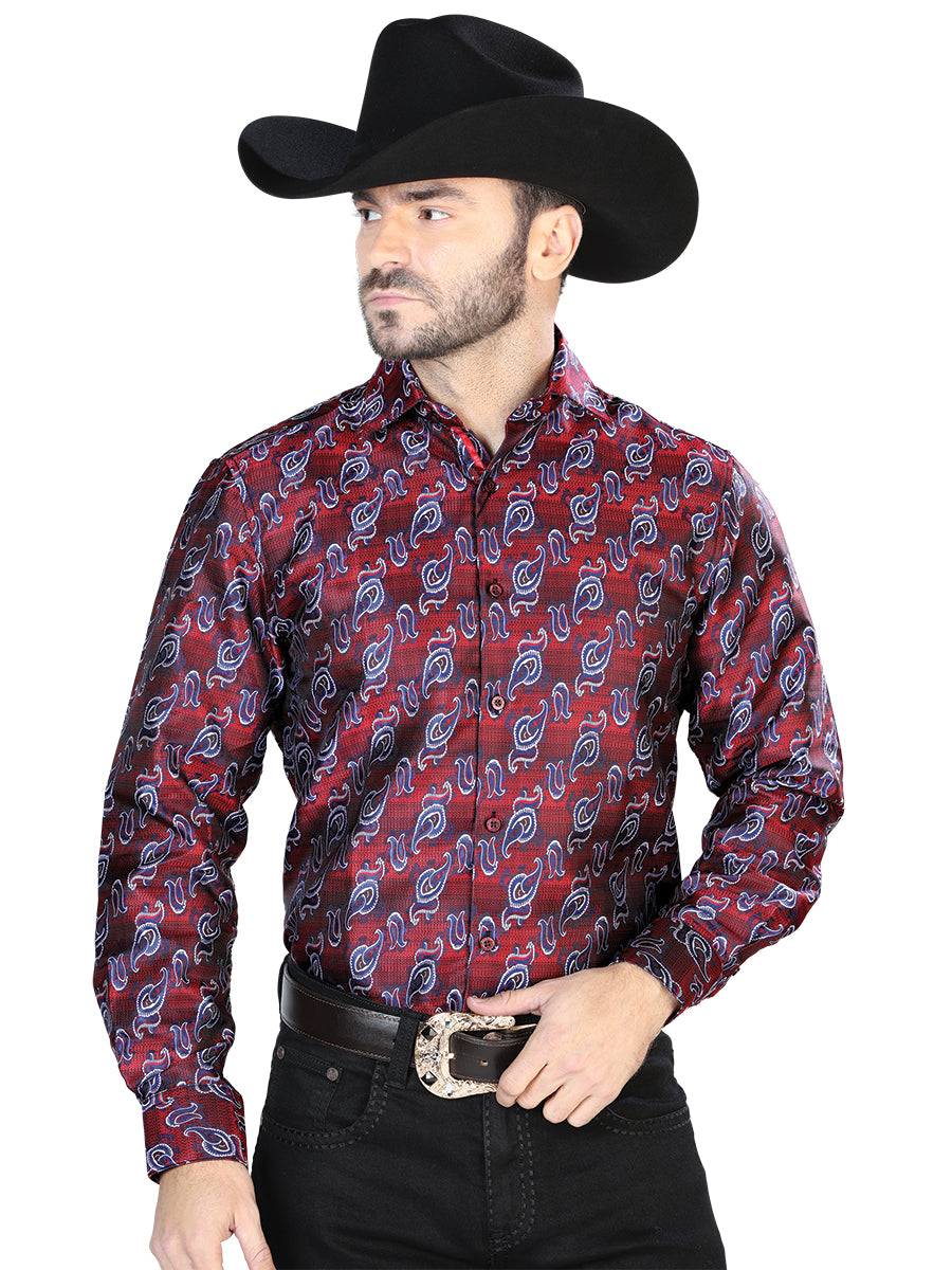 Casual Shirt L/ Sleeve El Señor de los Cielos 2108023 100% Microfiber (Polyester) RED/BLUE