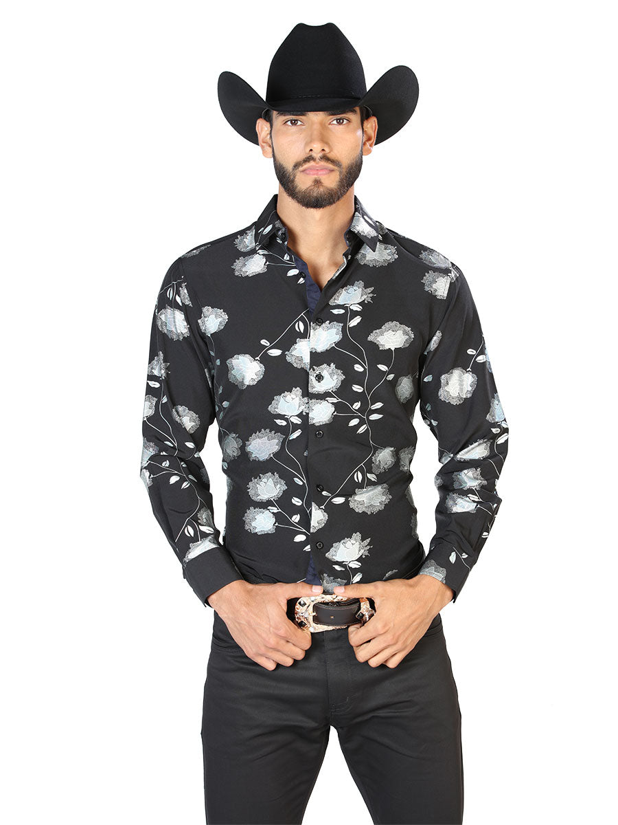 Casual Shirt L/ Sleeve El Señor de los Cielos WH7-004 97% Polyester 3% Spandex Black