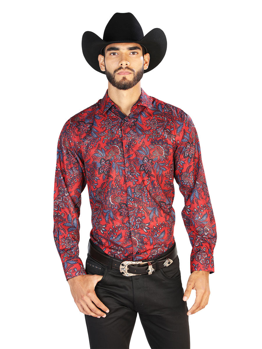 Casual Shirt L/ Sleeve El Señor de los Cielos WH7-068 97% Polyester 3% Spandex Red