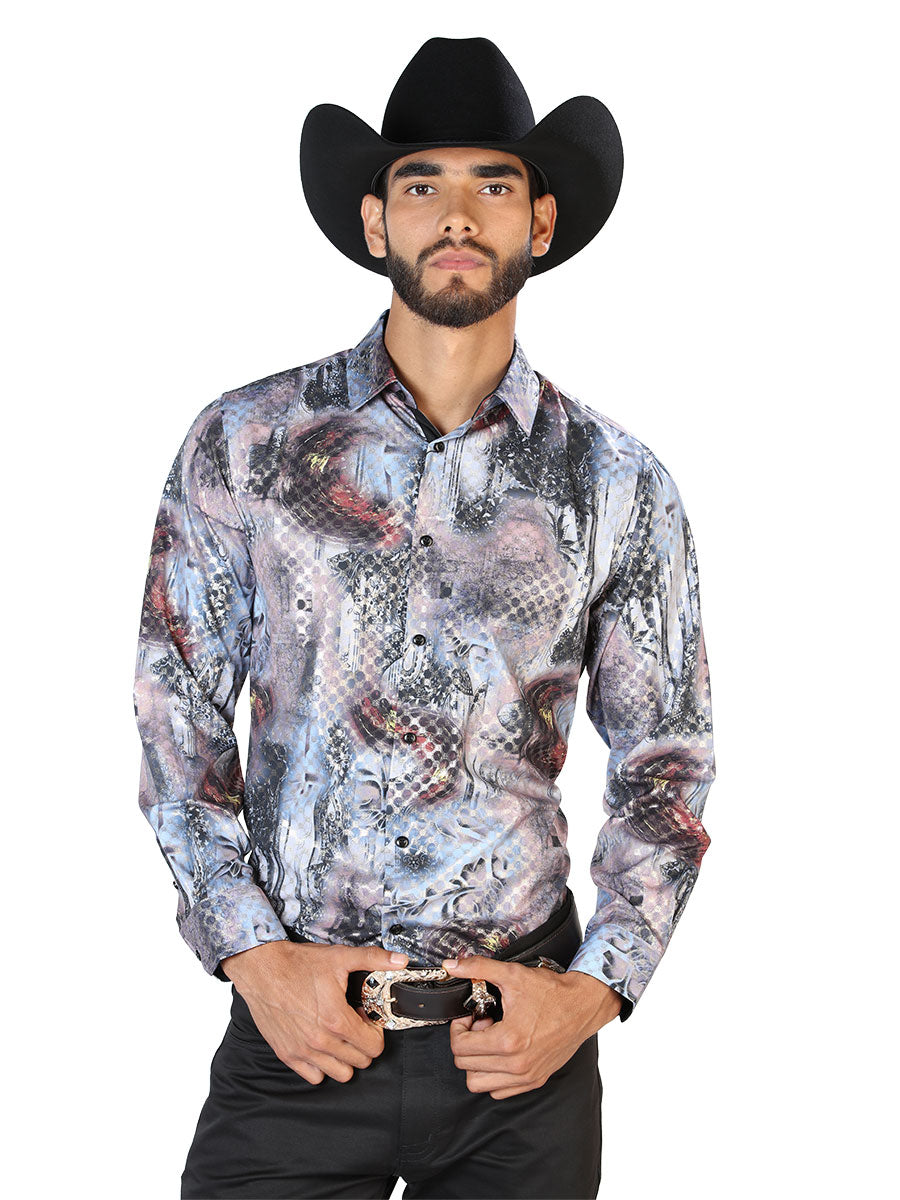 Casual Shirt L/ Sleeve El Señor de los Cielos WH7-064 97% Polyester 3% Spandex Black/Multicolor