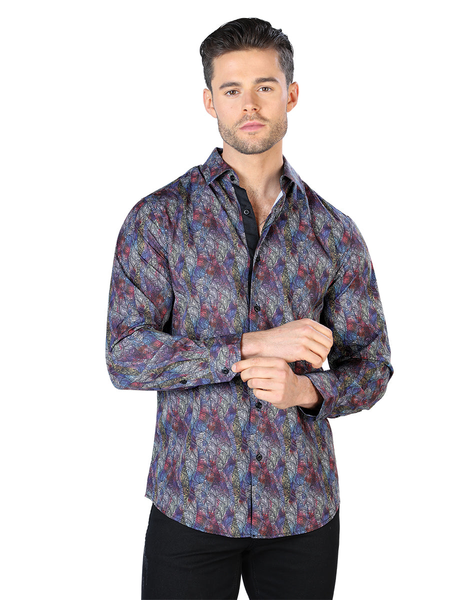 Casual Shirt L/ Sleeve El Señor de los Cielos WH10-042 97% Polyester 3% Spandex Black/Multicolor