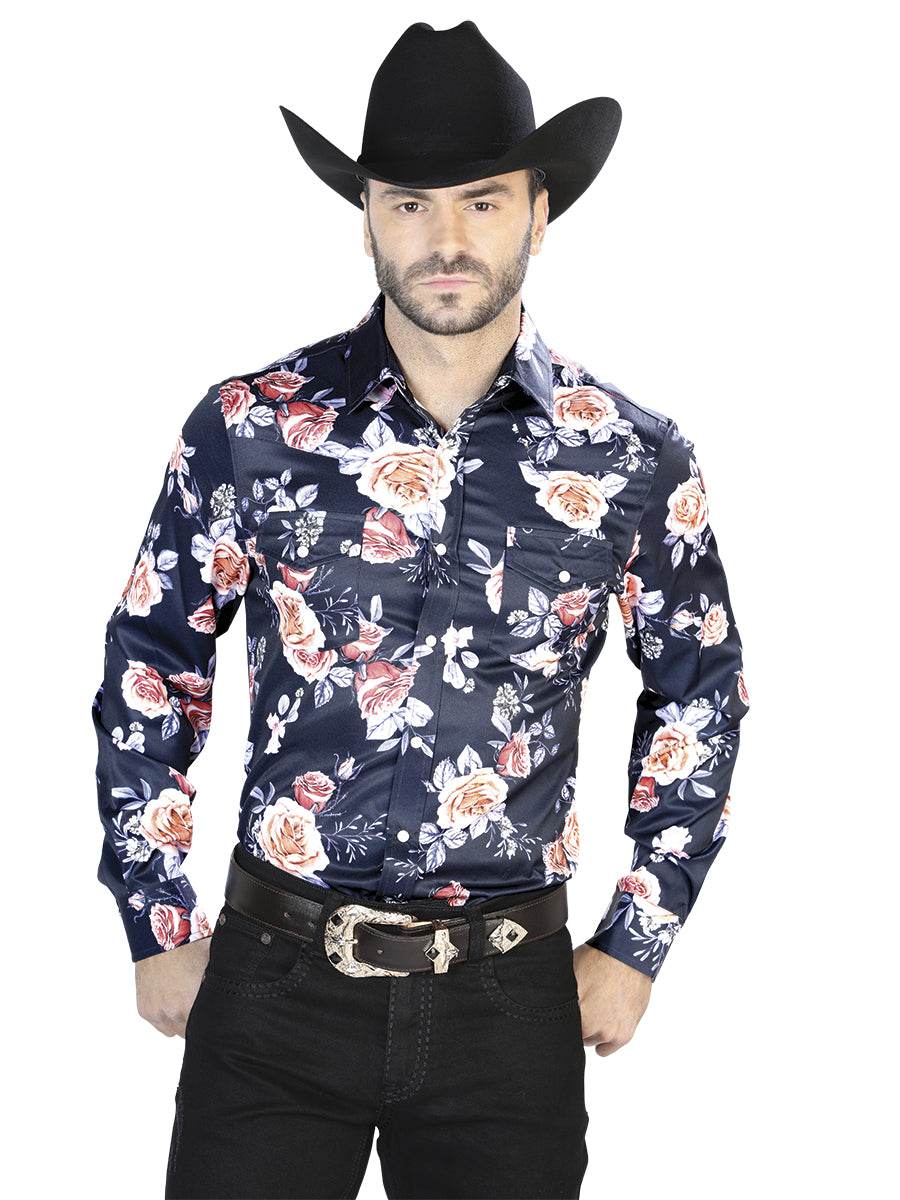 Casual Shirt L/ Sleeve El Señor de los Cielos 23 97%Polyester 3%Lycra Navy/Roses