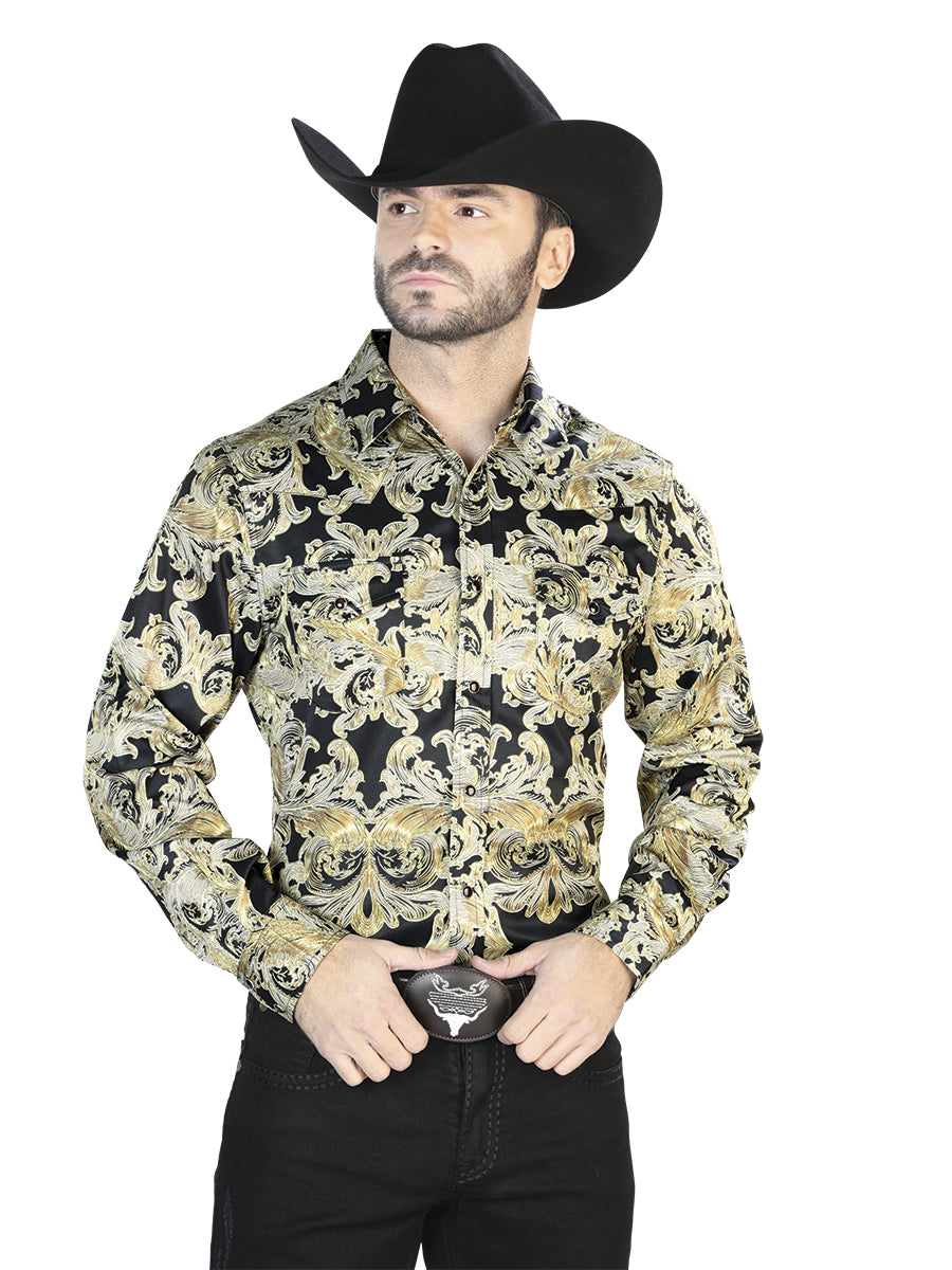 Casual Shirt L/ Sleeve El Señor de los Cielos 33 97%Polyester 3%Lycra GOLD/BLACK