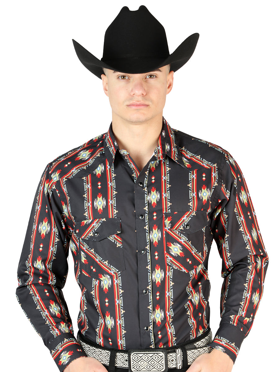 Black Long Sleeve Cowboy Shirt 44210