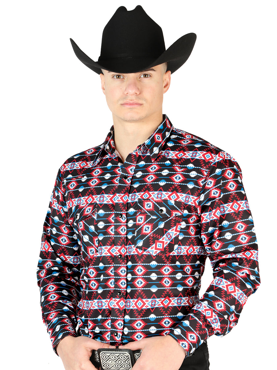 Cowboy Shirt L/ Sleeve El Señor de los Cielos No.4059 65% POLYESTER 35%COTTON Red