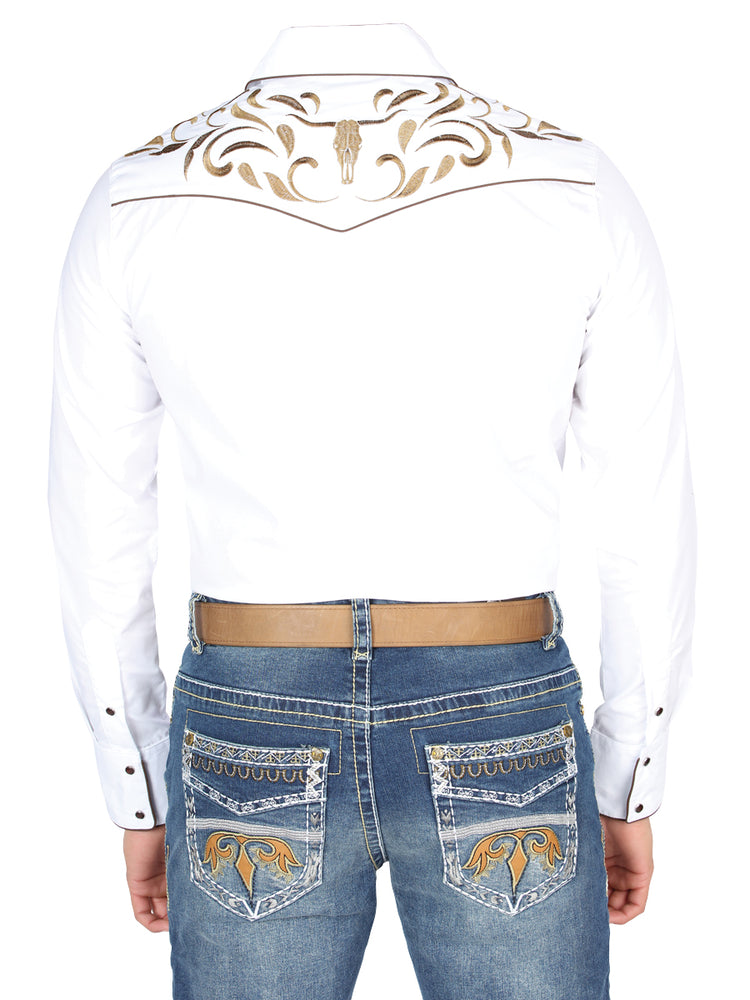 
                  
                    El General Embroidery Western Shirt White/Gold 44295
                  
                