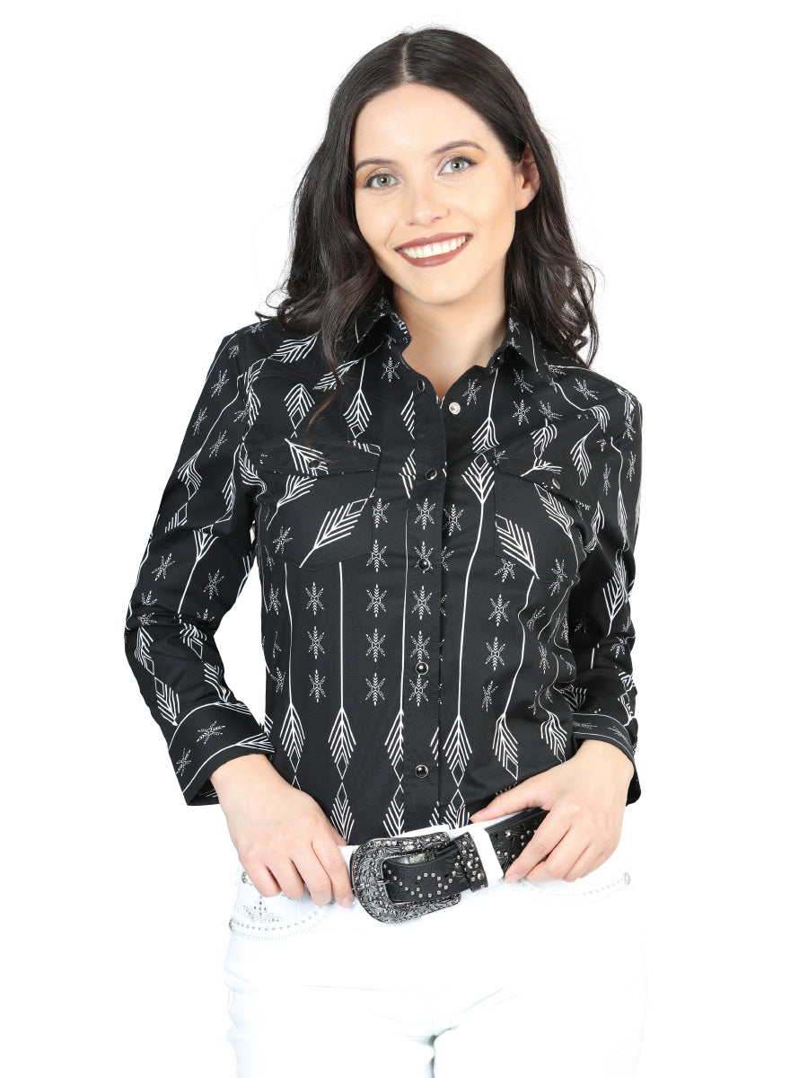 Casual Long-Sleeve Shirt by El General Black/White 44436