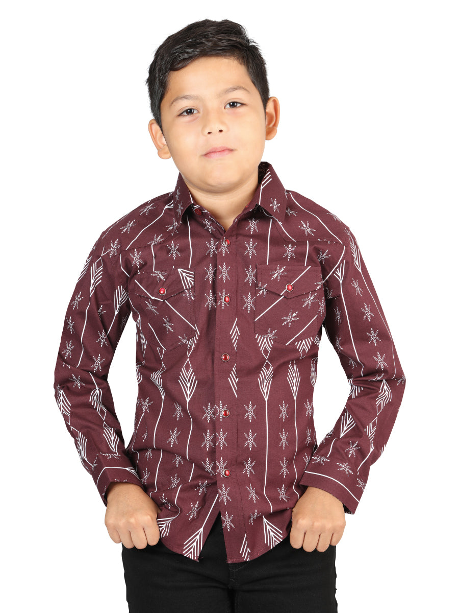 Casual Long-Sleeve Shirt by El General Burgundy 44441