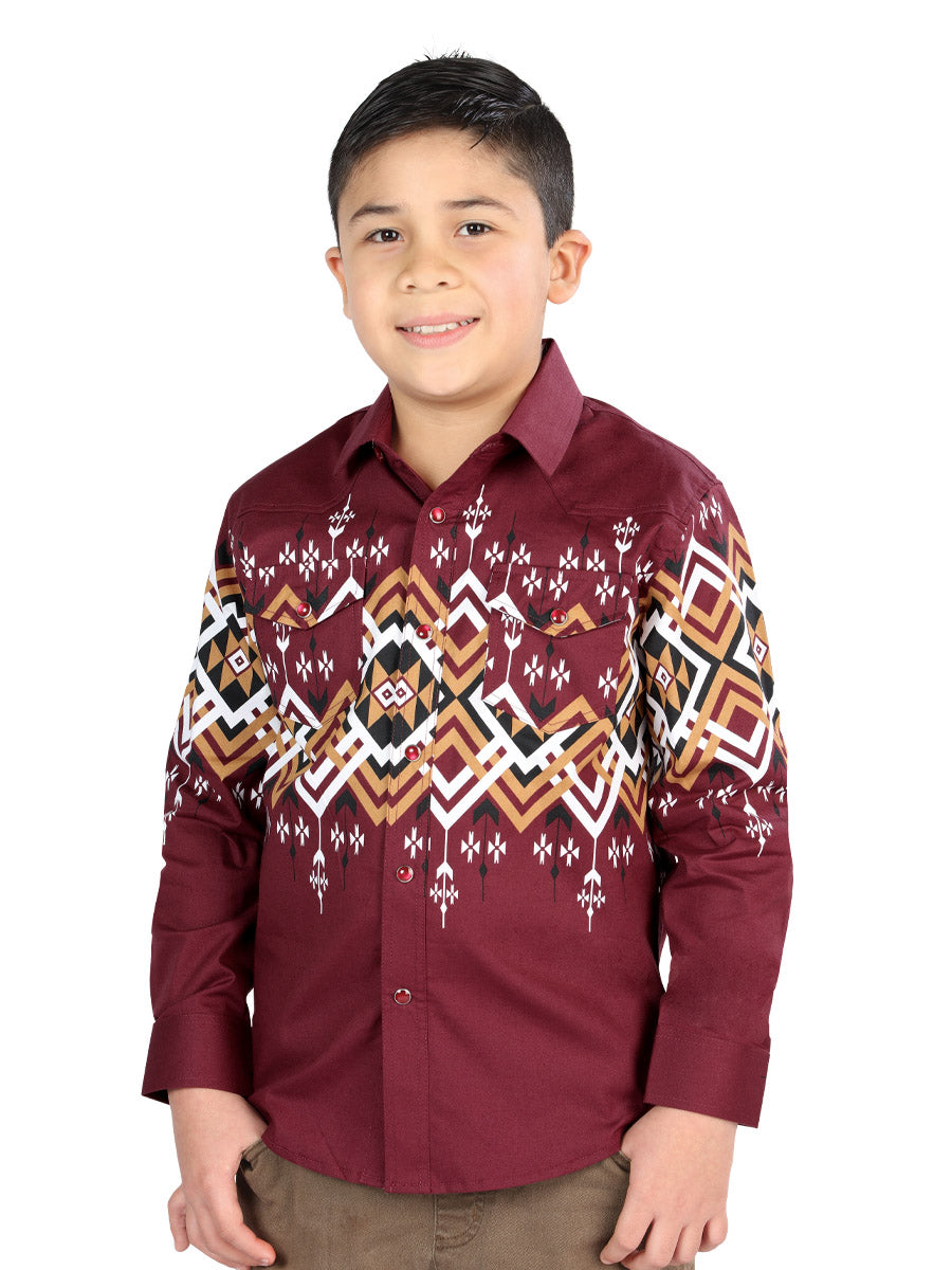 Casual Long-Sleeve Shirt by El General Burgundy 44465