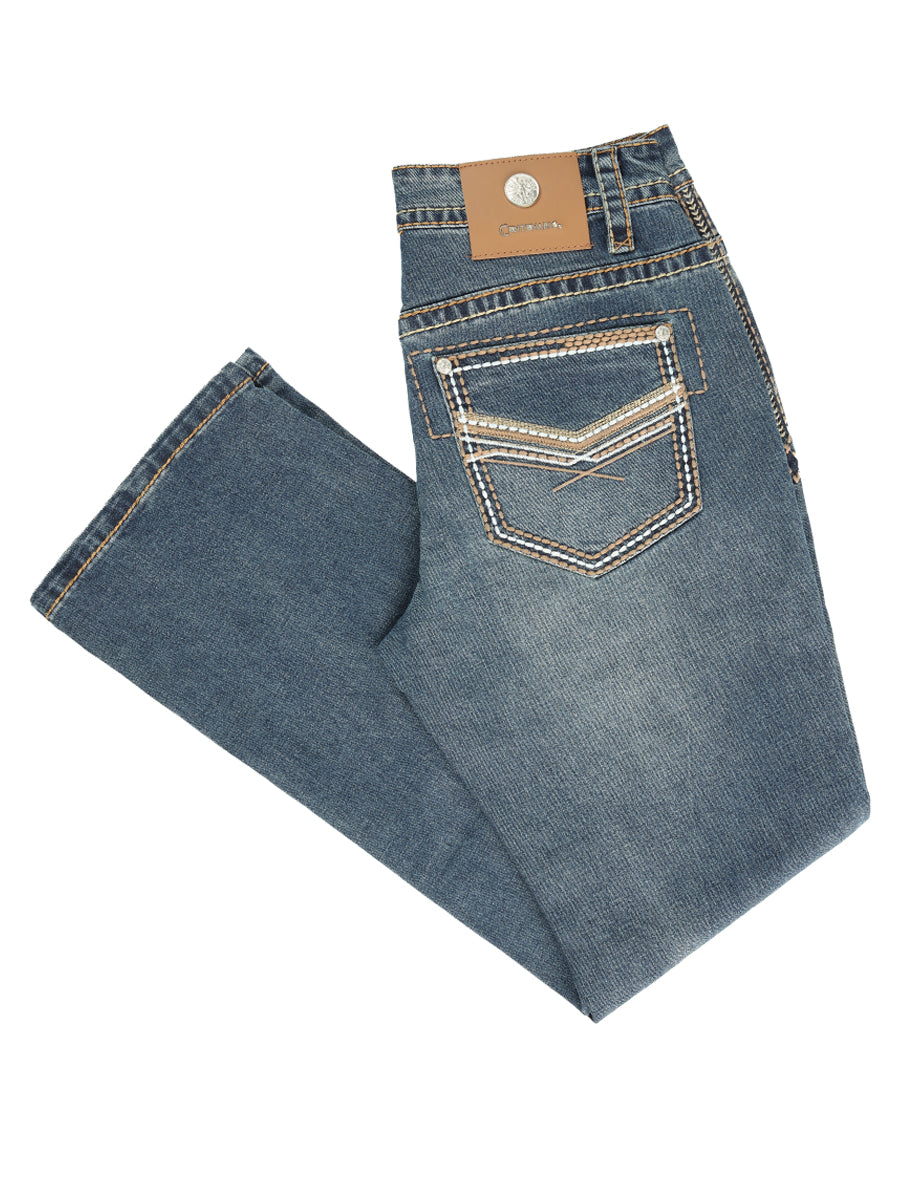 Centenario Men's Blue Denim with Embroidered Details 45314