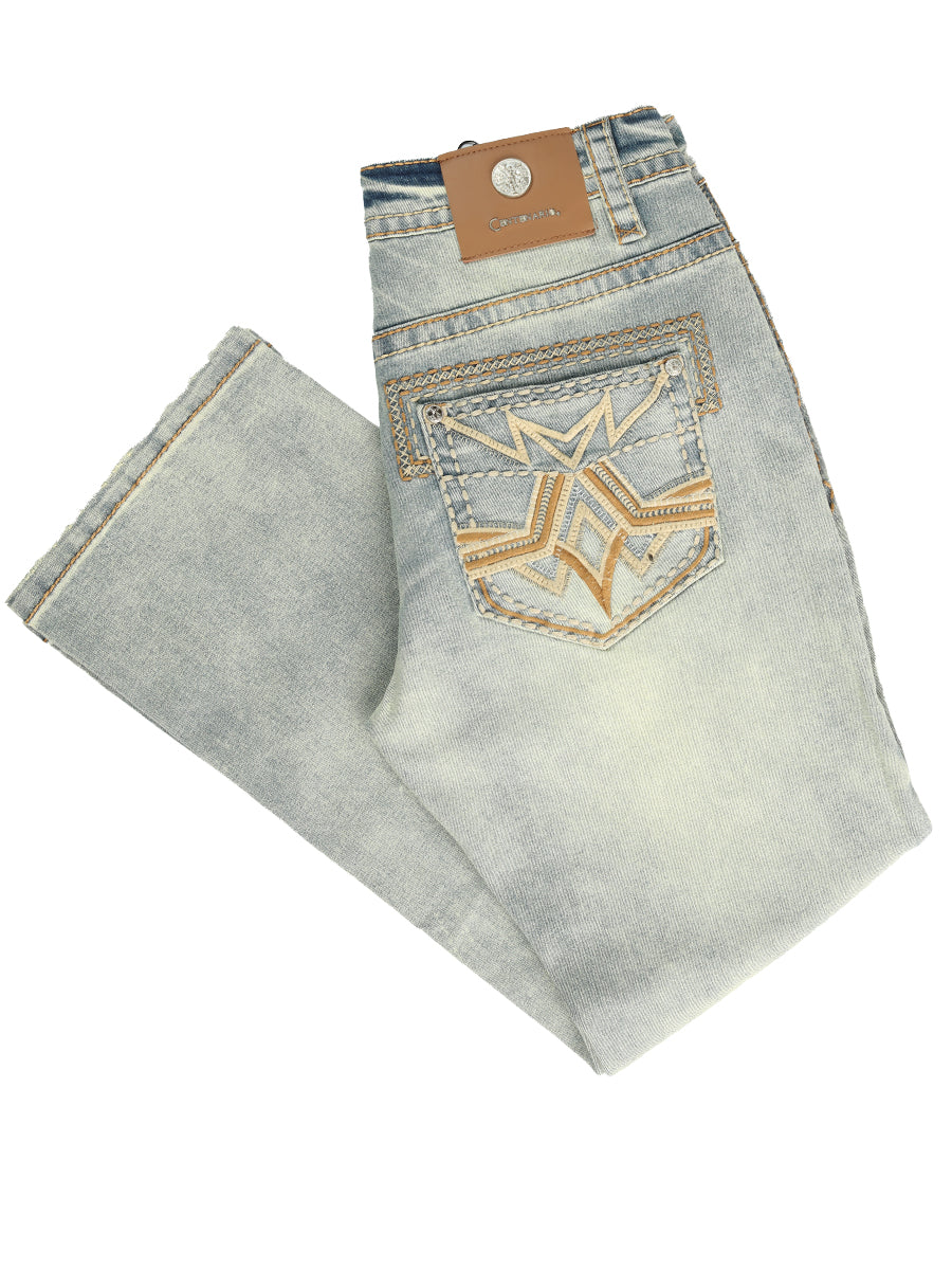 Centenario Men's Light Blue Denim with Embroidered Details 45317