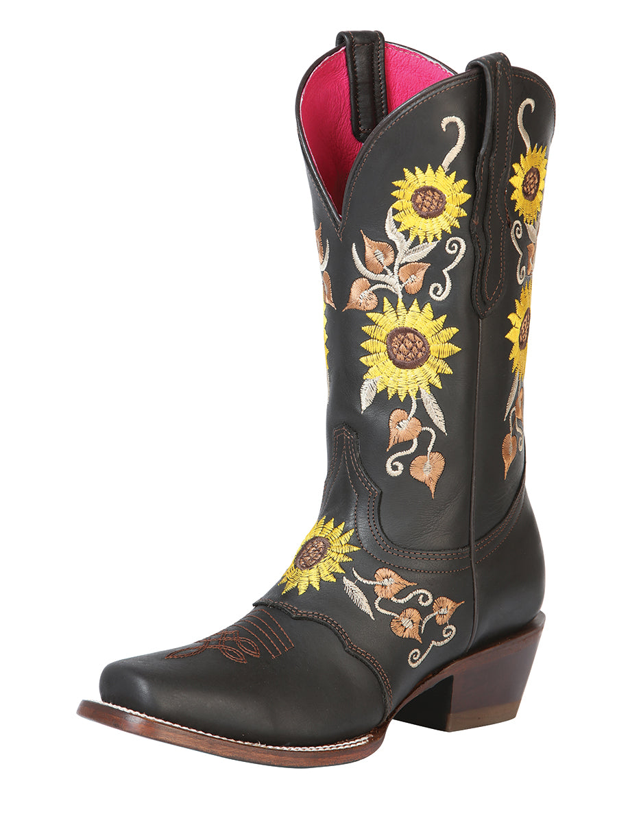 El General Womens Rodeo Boot- Dark Brown/Sunflowers 51144