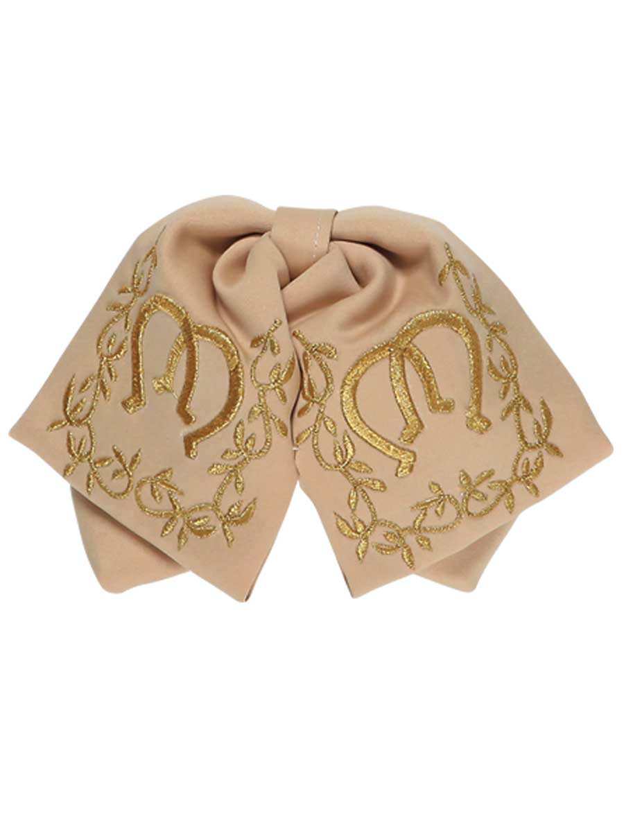 Artisanal Embroidered Kids Charro Bow Tie 50% Cotton, 50% Polyester Kakhi/Gold 600144