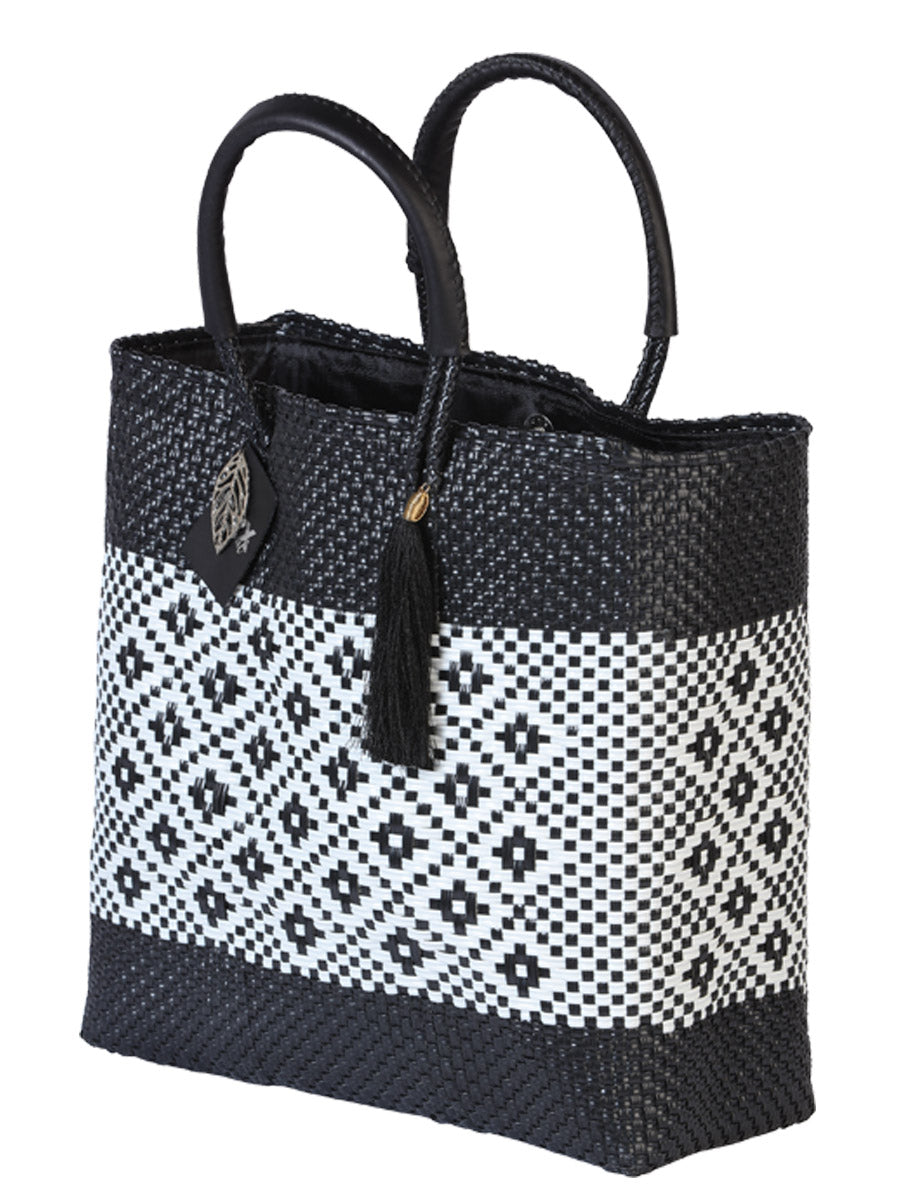 Artisanal Handbag 100% Polyethylene Black/White 602118