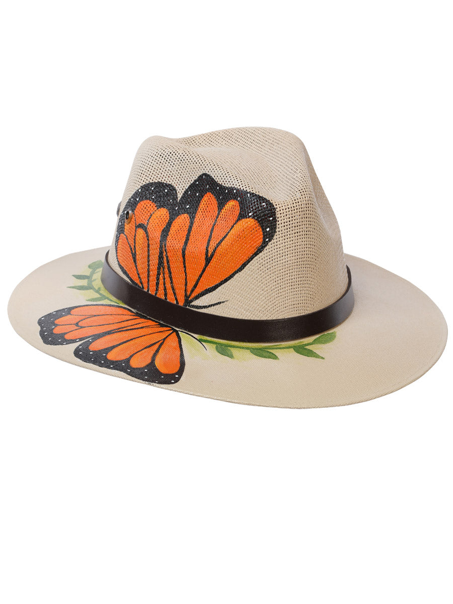 Artisanal Hand Painted Hat  %100 Palm Natural 602403