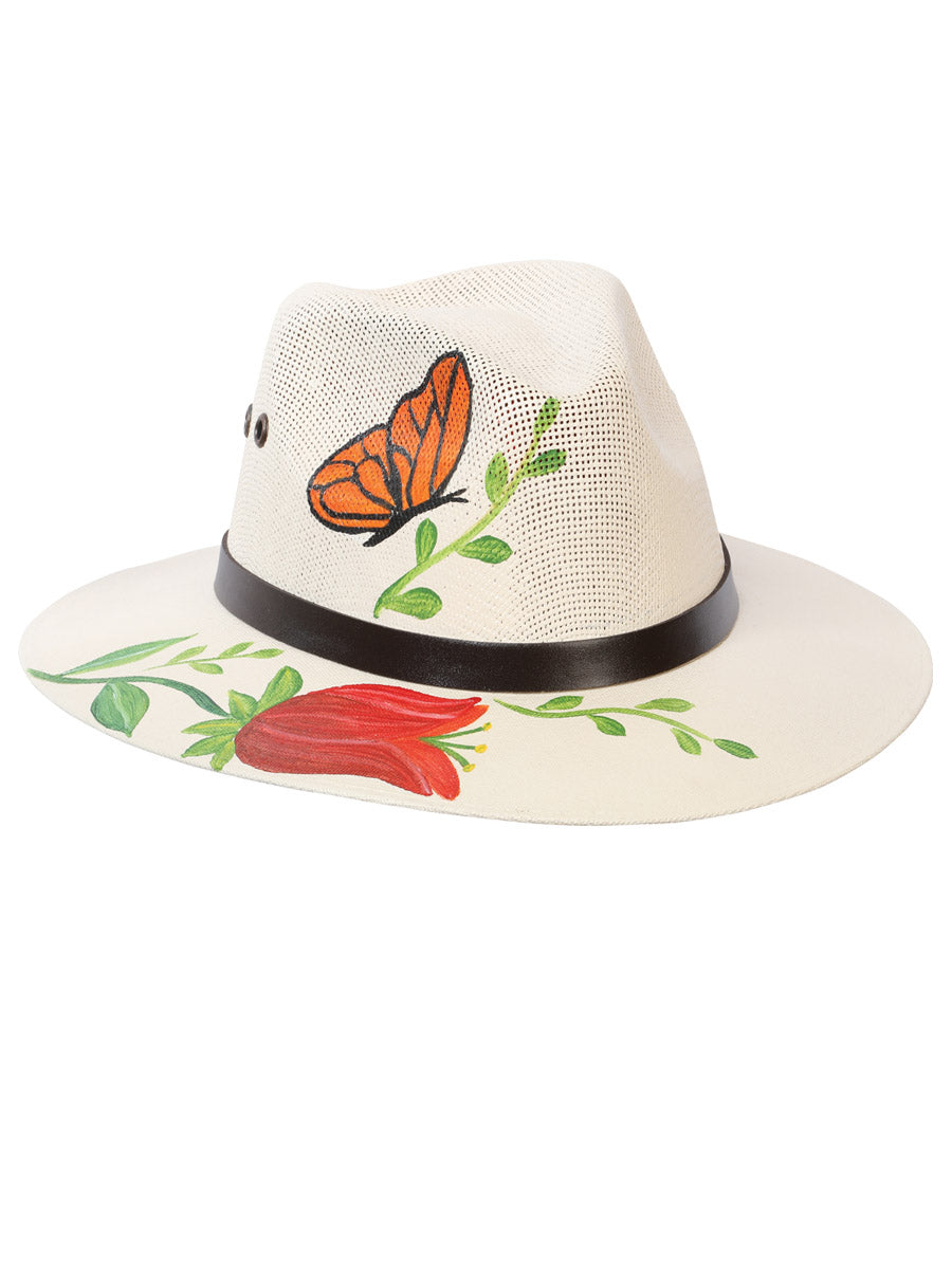 Artisanal Hand Painted Hat  %100 Palm Natural 602405