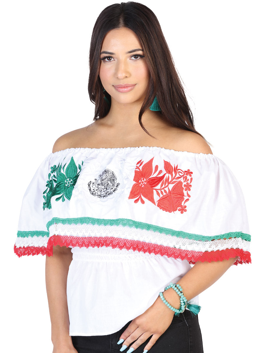 Mexican Artisanal Embroidered Blouse 100% Cotton White 602528