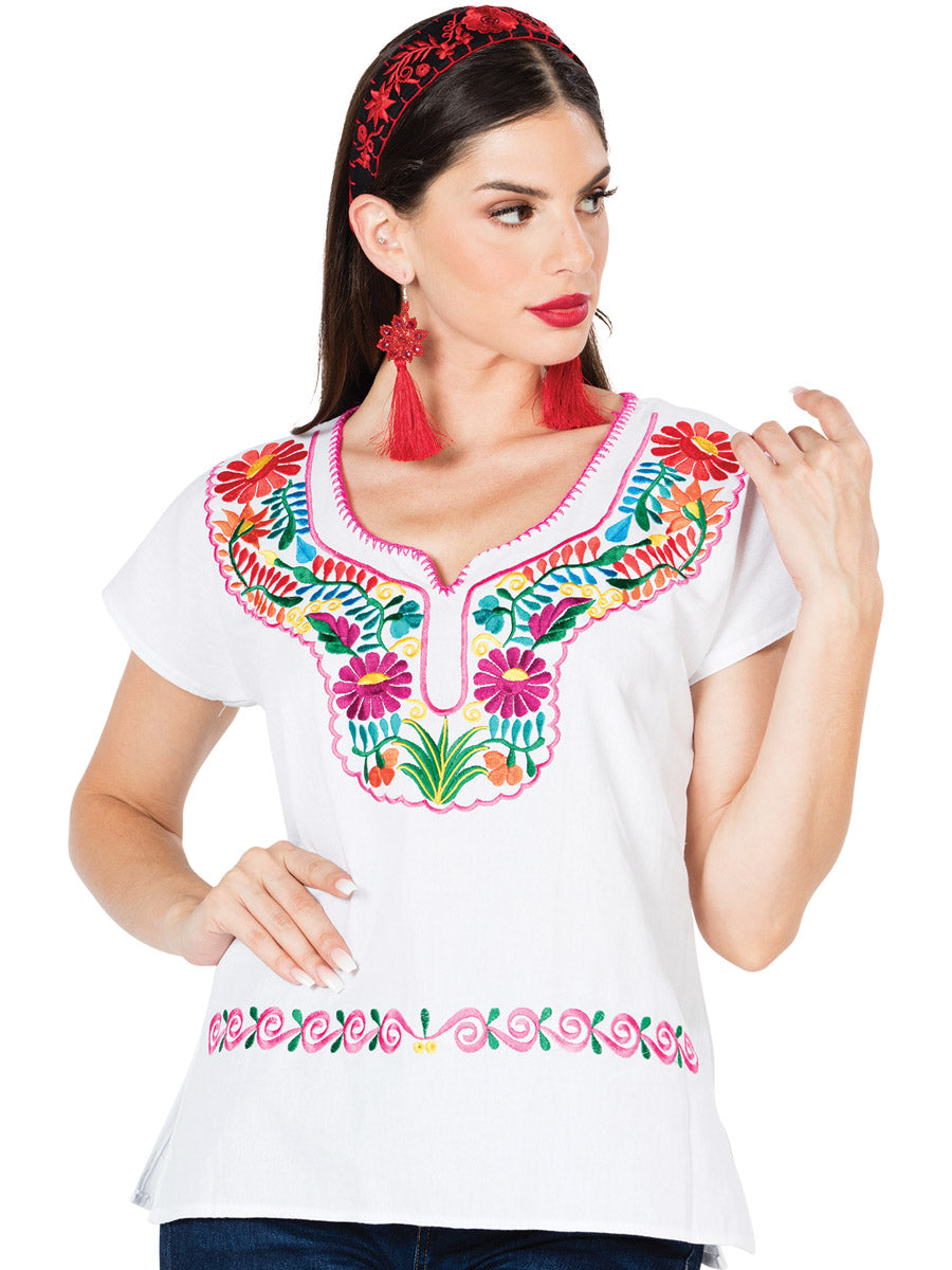 Artisanal Embroidered Blouse 100% Cotton White 603057