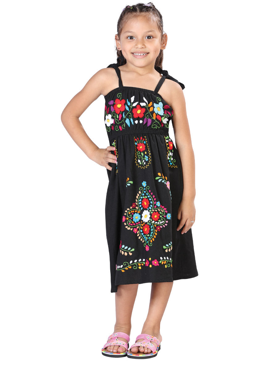 Artisanal Mexican Dress 100% Cotton Black 603077