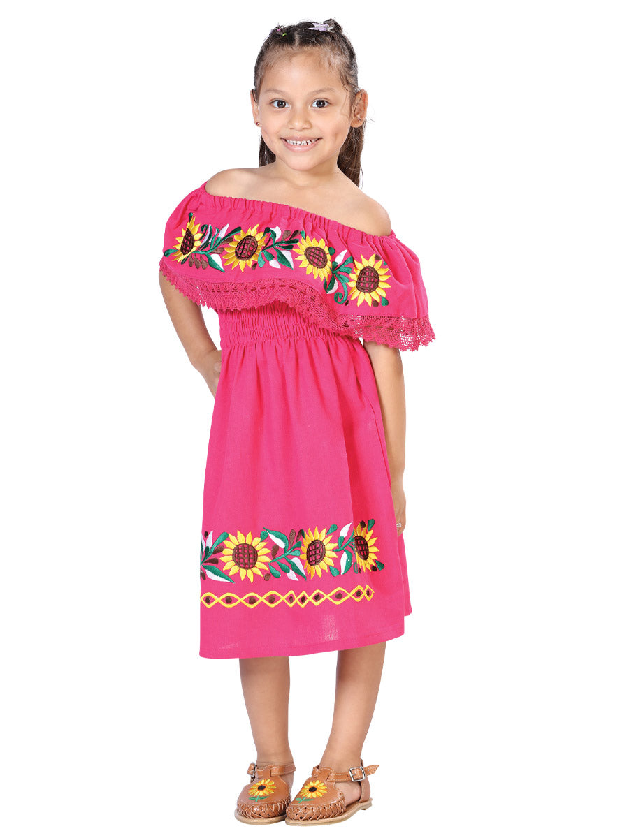 Artisanal Mexican Dress 100% Cotton Fuchsia 603084