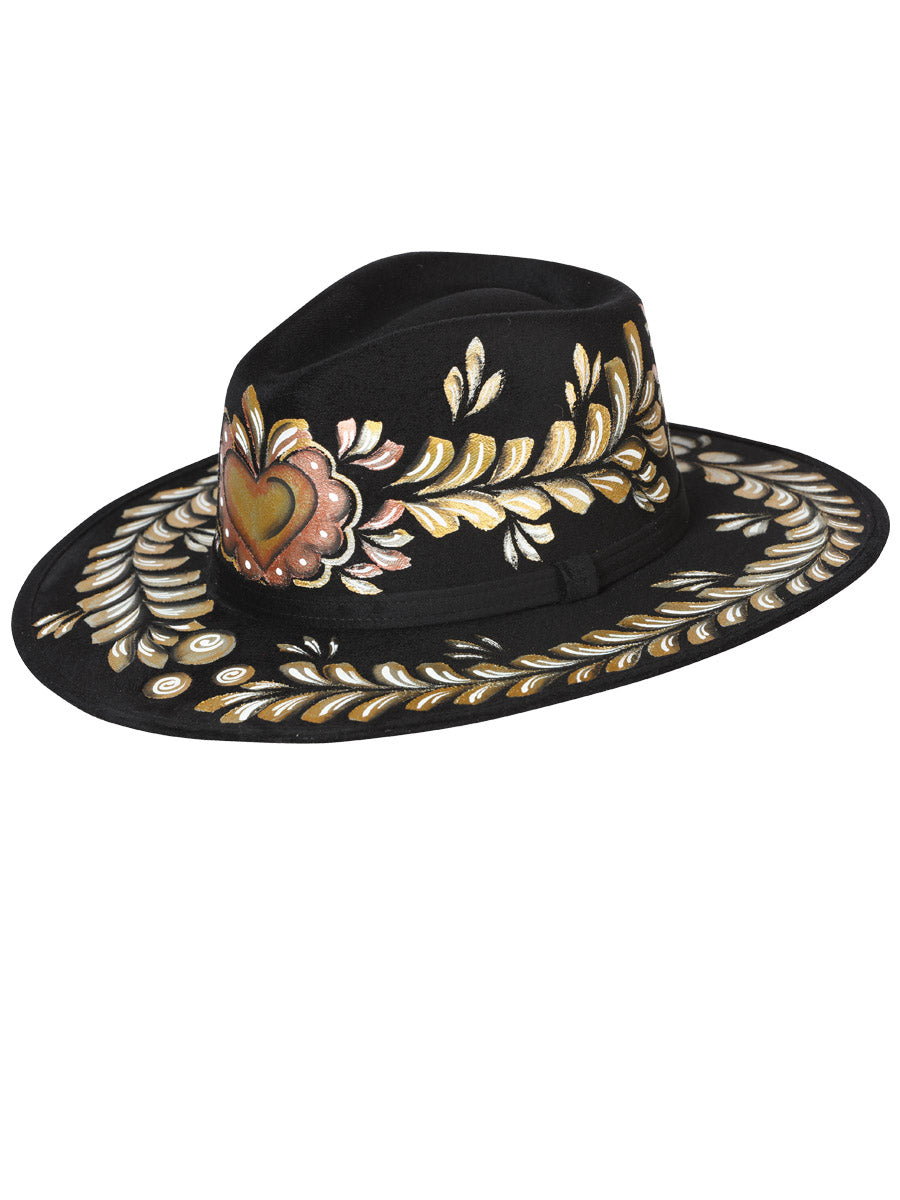 Artisanal Hat - Suede -  Golden Heart -  Black 603736