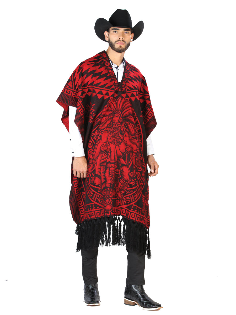 Mexican Artisanal Poncho 92% Acrylic, 9% Polyester Black/Red 603836