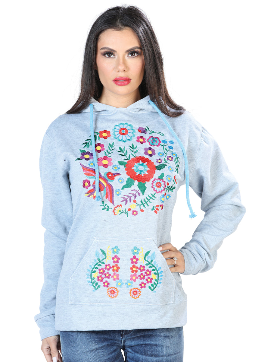 Artisanal Embroidered Sweatshirt 50% Cotton, 50% Polyester Gray 603877