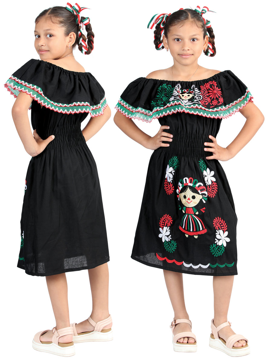 Artisanal Dress Lele 100% Cotton Black 603992